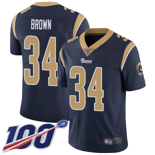 Los Angeles Rams Limited Navy Blue Men Malcolm Brown Home Jersey NFL Football 34 100th Season Vapor Untouchable